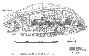 図12保全度の高い建造物の分布（河原1987）