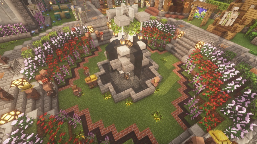 Minecraft 噴水広場とお花屋さん ひまうさdiary